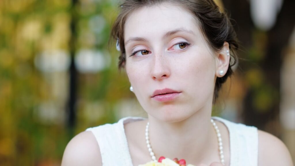 Sad young bride.