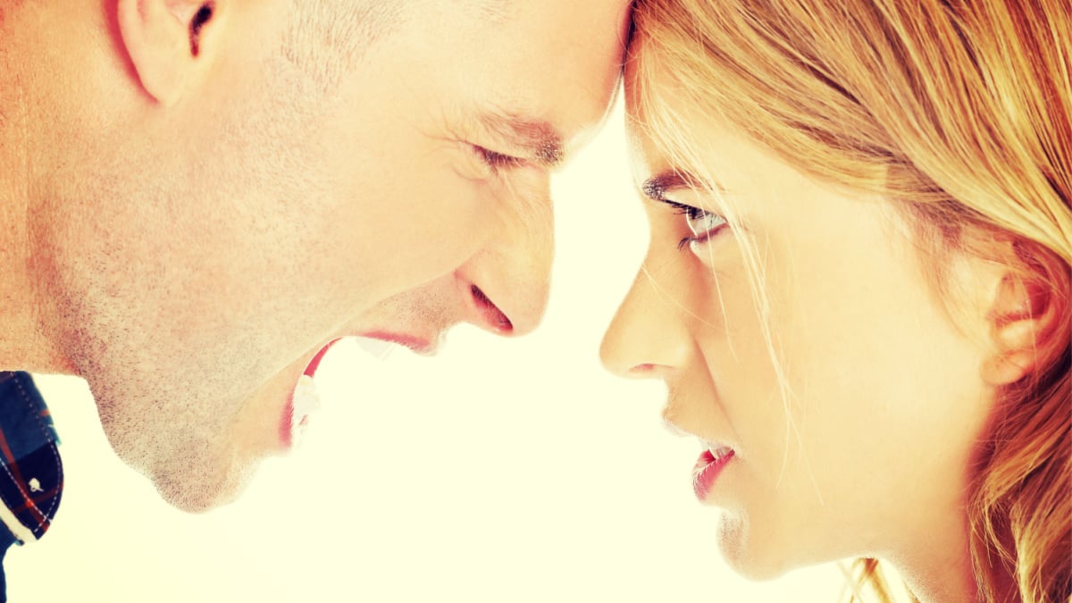 Young couple having an argue.