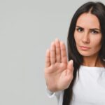woman saying no.