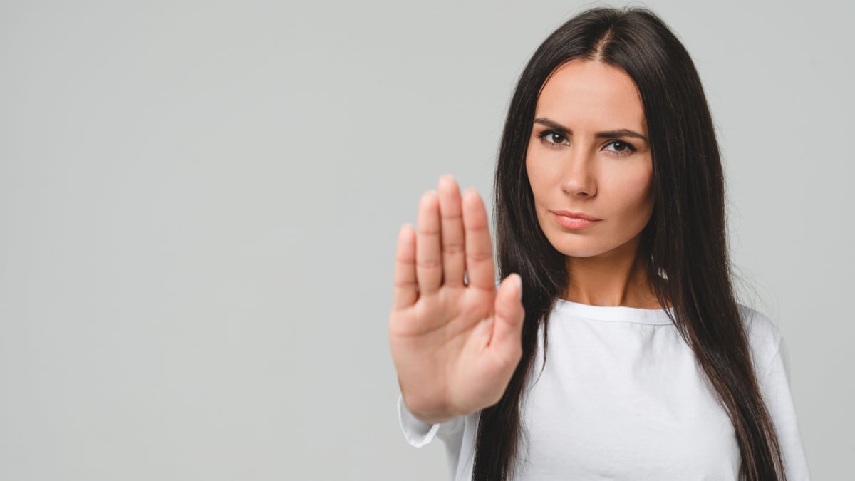 woman saying no.